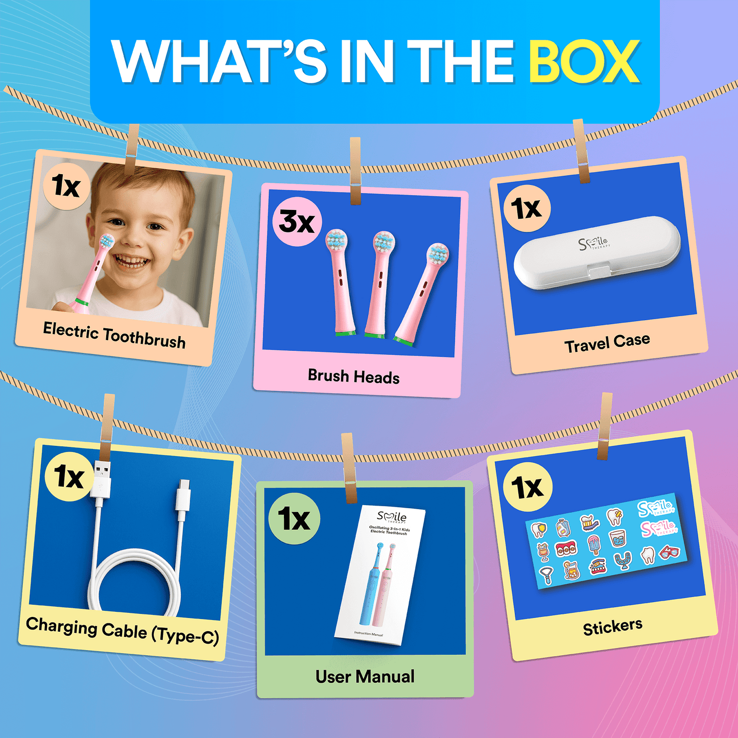 Oscillating 3-in-1 Kids Electric Toothbrush
