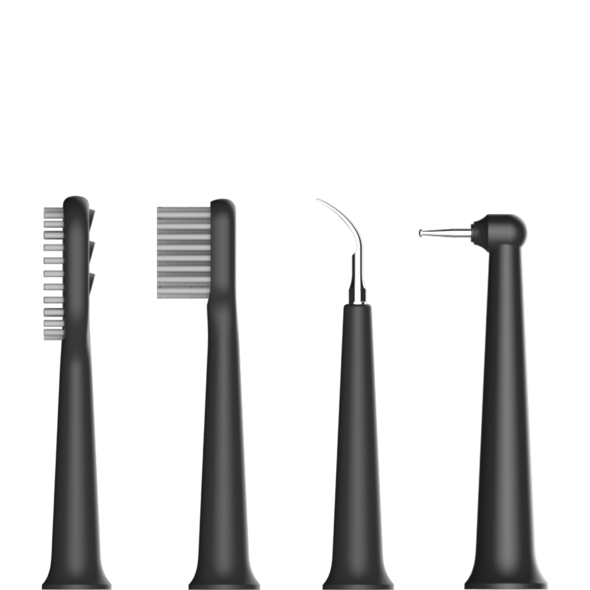 Replacement attachments for the Ultrasonic Tooth Cleaner Pro, with four attachments, tongue brush, toothbrush, stain remover and a plaque remover attachment- exclusively sold on Smile Therapy