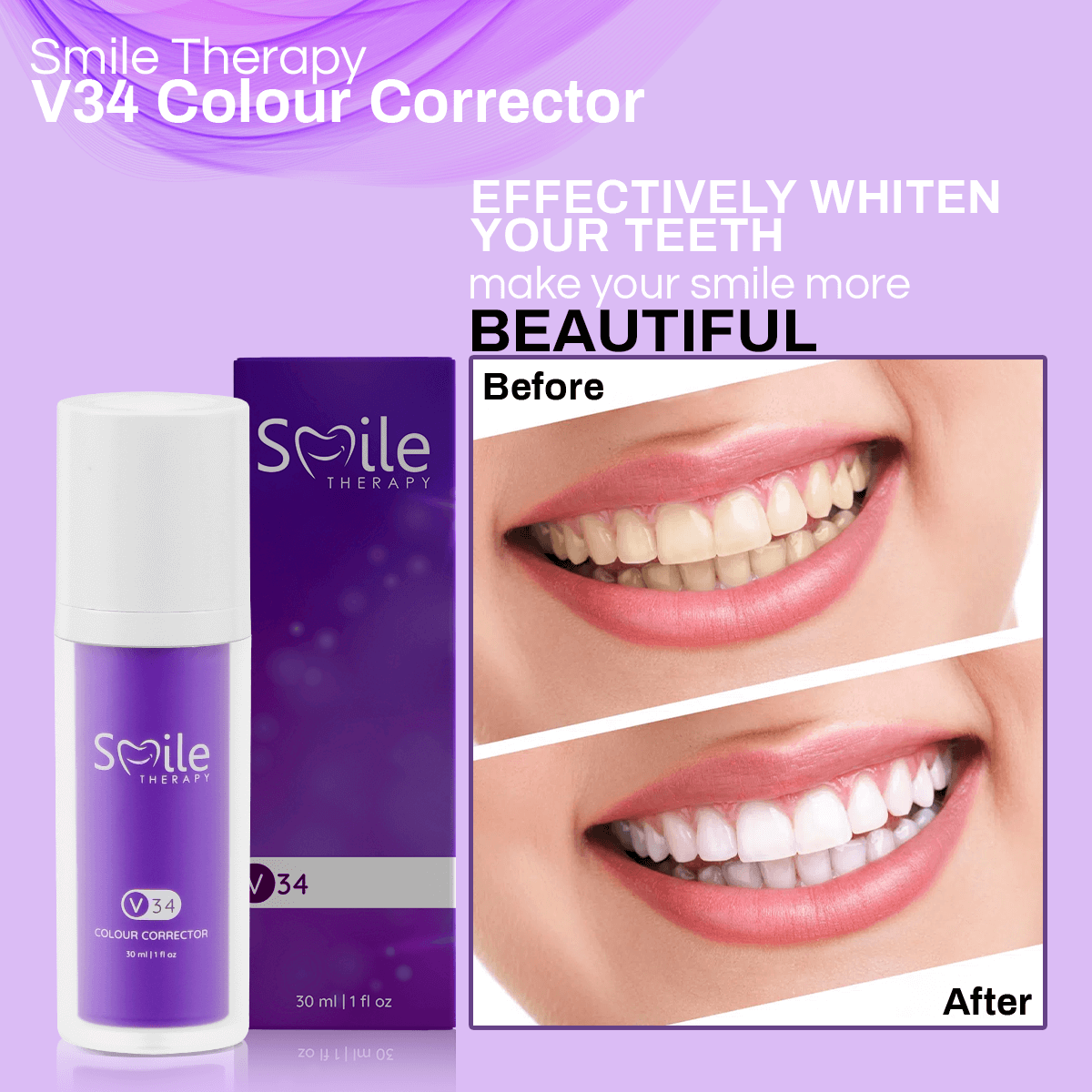 V34 Colour Corrector Serum - Purple Toothpaste to Brighten Teeth ...